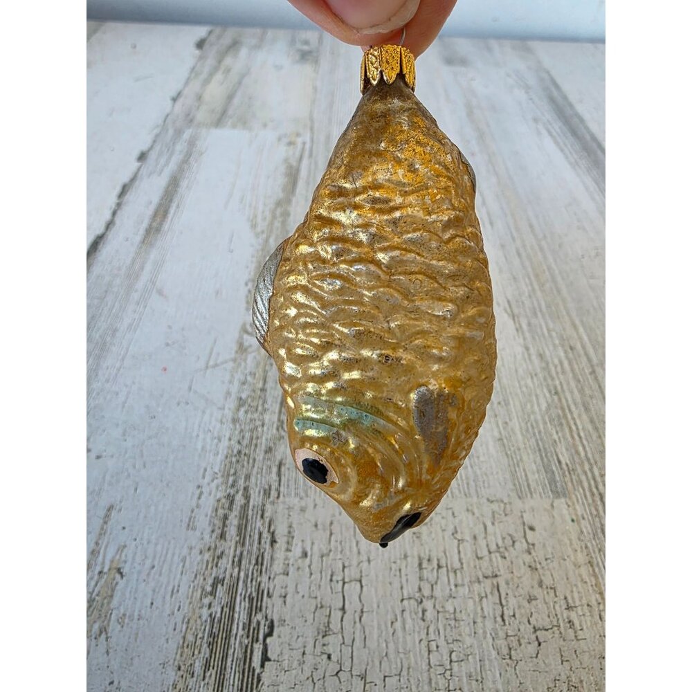 Antique Columbia mercury‎ glass fish ornament Fisher glass Xmas tree gold